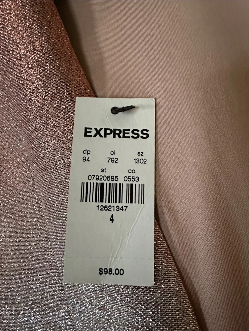 Express Rose Gold Deep V Short Sleeve Party Dress